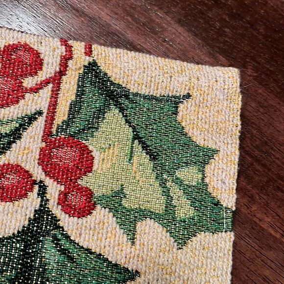 Set of 2 Christmas Holly Tapestry Table Placemats - Picture 10 of 13